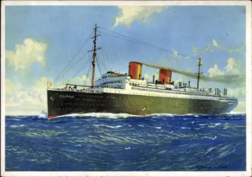 Künstler Ak Doppelschrauben-Schnelldampfer Columbus, Norddeutscher Lloyd Bremen