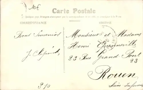 Ak Bernay Eure, Le Collège,  Architektur, Straßenansicht, Menschen, Poststempel