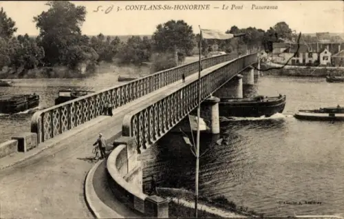 Ak Conflans-Sainte-Honorine Yvelines, Brücke, Panorama
