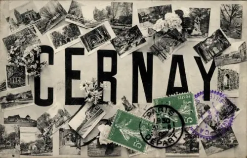 Ak Cernay Ermont Val d'Oise,  verschiedene Bilder, Blumen, Poststempel