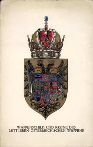 Wappen Ak Wappenschild und Krone des mittleren Österreichischen Wappens, KuK