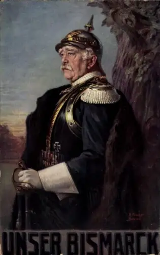 Künstler Ak Fürst Otto von Bismarck, Portrait, Uniform, Pickelhaube, Säbel