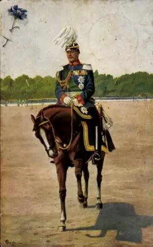 Künstler Ak König Friedrich August III. von Sachsen zu Pferde, Für unsere bedürftigen Veteranen