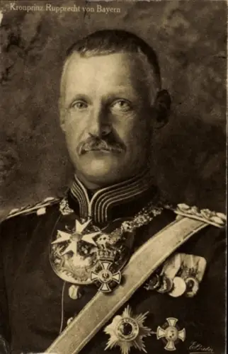 Ak Kronprinz Rupprecht von Bayern, Portrait, Uniform, Orden