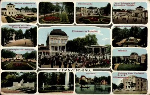 Ak Františkovy Lázně Franzensbad Region Karlsbad, Radium-Emanatorium, Franzensquelle, Kaiser Fran