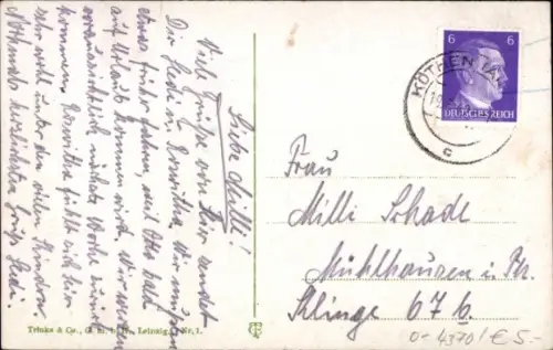 Ak Cöthen Köthen in Anhalt, Stadtansicht  alte Gebäude, Kirche im Hintergrund