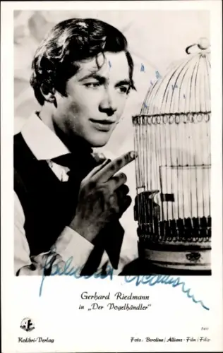 Ak Schauspieler Gerhard Riedmann, Portrait, Autogramm,  in Der Vogelhändler