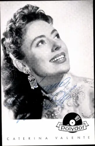 Ak Schauspielerin und Sängerin Caterina Valente, Polydor Schallplatten, Portrait, Autogramm