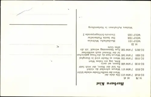 Ak Schauspielerin Barbara Kist, Portrait, Autogramm