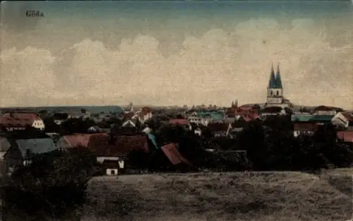 Ak Göda in der Oberlausitz, Stadtansicht von  Häuser, Kirchturm