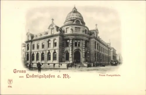 Ak Ludwigshafen am Rhein, Neues Postgebäude,   Architektur
