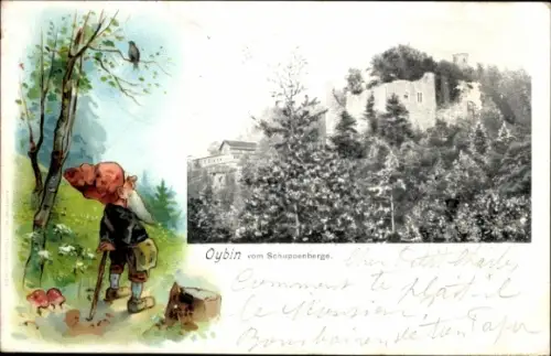 Ak Oybin in der Oberlausitz, Blick vom Schuppenberge, Zwerg
