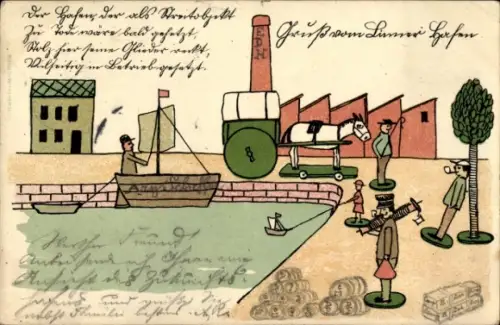 Ak Linn Krefeld am Niederrhein, Hafen, Spielzeuge