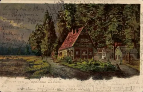 Litho Coblenz Göda in der Oberlausitz, Jagdhaus Coblenz
