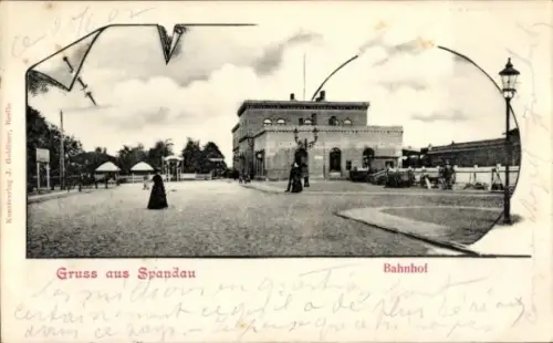 Ak Berlin Spandau, Bahnhof Straßenseite