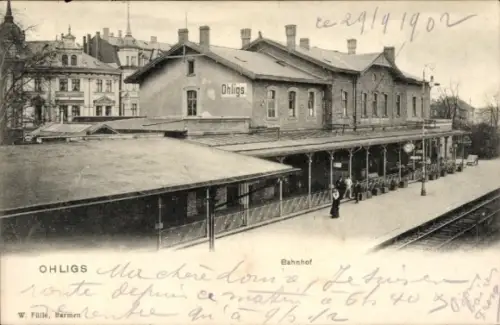 Ak Ohligs Solingen Bergisches Land, Bahnhof Gleisseite, Bahnsteig