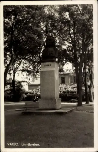 Ak Växjö Schweden, Büste von Linnaeus, Parkanlage,  Schweden