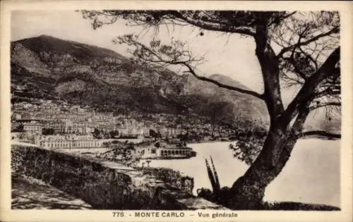 Ak Monte Carlo Monaco,  allgemeine Ansicht, Berglandschaft, Bäume