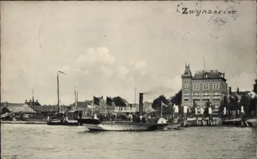 Ak Zwijndrecht Flandern Antwerpen, Blick auf Hafen, Dampfschiff, Gebäude, Flaggen