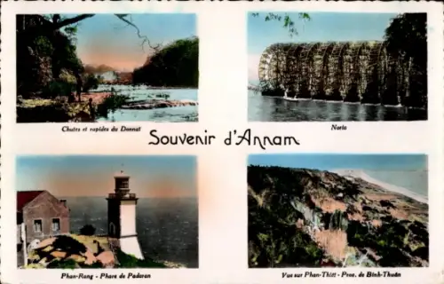 CPA Annam Vietnam, Chutes et rapides du Donnal, Phare, Phan Thiet