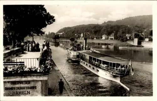 Ak Hameln an der Weser Niedersachsen, Dampfschifffahrt