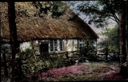 Ak Zeven in Niedersachsen, Malerdorf, Altes Wohnhaus im Schatten der Bäume