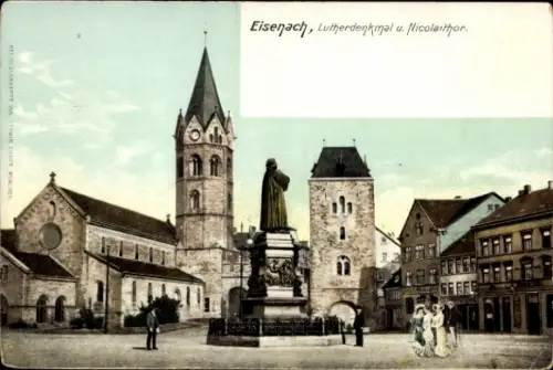 Ak Lutherstadt Eisenach Thüringen, Lutherdenkmal, Nicolaithor
