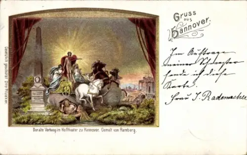 Künstler Ak Ramberg, Hannover in Niedersachsen, Alter Vorhang im Hoftheater