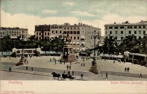 Ak Hamburg Mitte Altstadt, Kaiser Wilhelm-Denkmal, Stadtansicht, Verlag Gebr. Israel