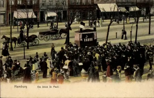 Ak Hamburg Mitte St Pauli, Heiligengeistfeld, Heiligen-Geist-Feld, Menschenmenge, Pferdewagen, Ve