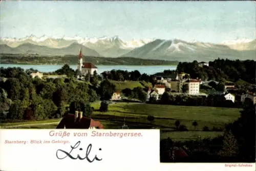 Ak Starnberg am Starnberger See Oberbayern, Gebirge, Gesamtansicht