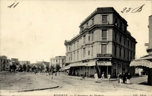 Ak Bizerte Tunesien, Hotel Au Petit Louvre, Avenue de France,   