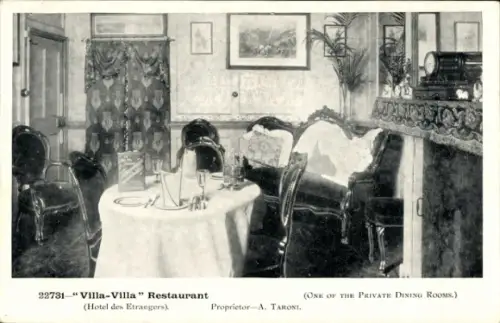 Ak Großbritannien? Villa Villa Restaurant, Hotel des Etrangers, Inh. A. Taroni, privater Speisesaal