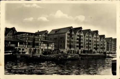 Ak Kaliningrad Königsberg Ostpreußen,  Lastadies,  Gebäude, Wasseransicht