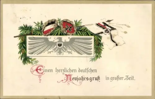 Wappen Ak Glückwunsch Neujahr, Fahnen