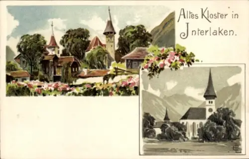 Künstler Litho Interlaken Kanton Bern Schweiz, Altes Kloster