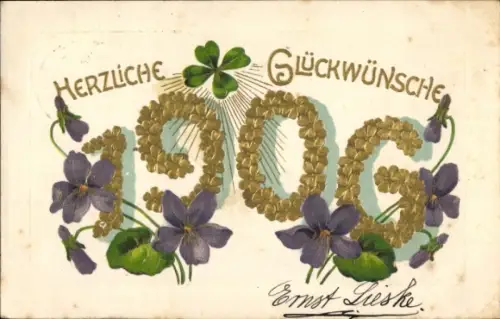 Ak Glückwunsch Neujahr, Jahreszahl 1906