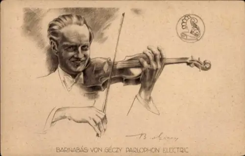 Künstler Ak Violinist Barnabás von Géczy, Portrait