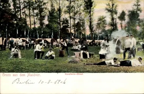Ak Deutsche Soldaten im Ersten Weltkrieg, Kavallerie Biwak