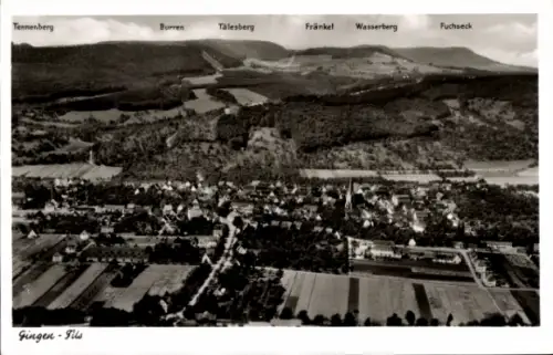 Ak Gingen an der Fils, Fliegeraufnahme, Tennenberg, Burren, Tälesberg, Fränkel, Wasserberg, Fuchseck