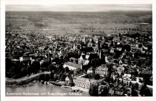Ak Konstanz am Bodensee, Fliegeraufnahme, Kreuzlingen-Schweiz