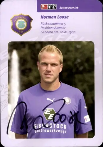 Autogrammkarte Fußballer Norman Loose, FC Erzgebirge Aue, Autogramm