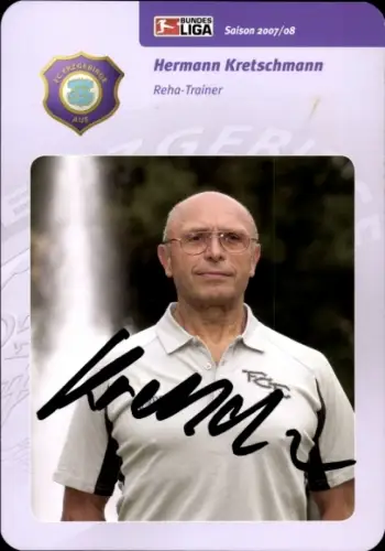 Autogrammkarte Reha Trainer Hermann Kretschmann, FC Erzgebirge Aue, Autogramm