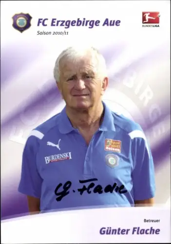 Autogrammkarte Betreuer Günter Flache, FC Erzgebirge Aue, Autogramm