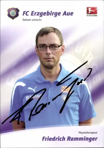 Autogrammkarte Physiotherapeut Friedrich Ramminger, FC Erzgebirge Aue, Autogramm