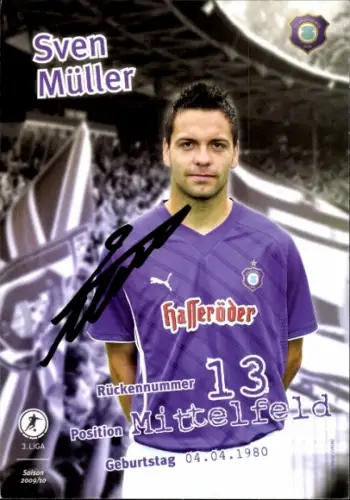 Autogrammkarte Fußballer Sven Müller, FC Erzgebirge Aue, Autogramm