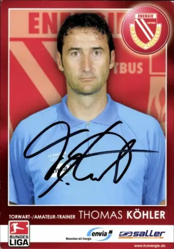 Autogrammkarte Torwart- und Amateur Trainer Thomas Köhler, FC Energie Cottbus, Autogramm