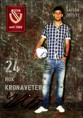 Autogrammkarte Fußballer Rok Kronaveter, FC Energie Cottbus, Autogramm