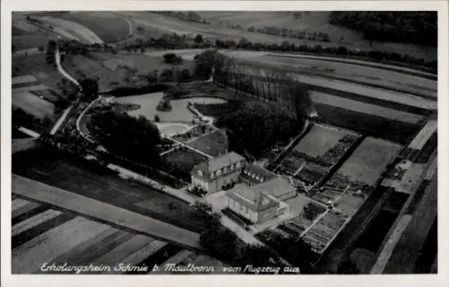 Ak Schmie Maulbronn im Enzkreis, Erholungsheim Schmie, Luftaufnahme, Gärten, Landschaft