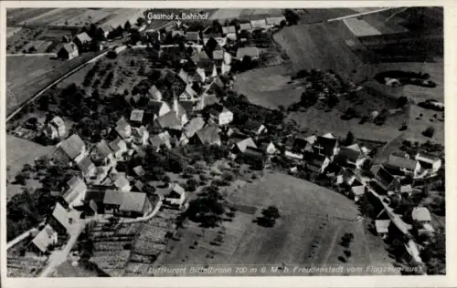 Ak Bittelbronn Haigerloch im Zollernalbkreis, Luftaufnahme, Gasthof z.Bahnhof, Landschaft, Flugze